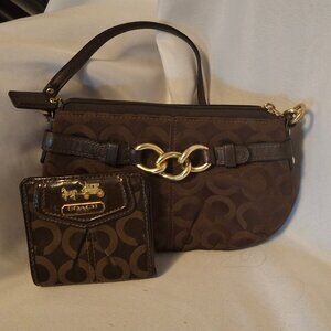 COACH Signature C Mini Bag and Wallet Chocolate Brown 👜👍 EXC